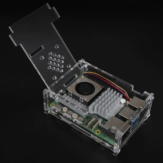 assemble clear acrylic case for Raspberry Pi 5