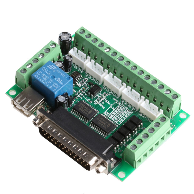 5 Axis CNC Interface Adapter Breakout Board For Stepper Motor Driver Mach3 w/USB