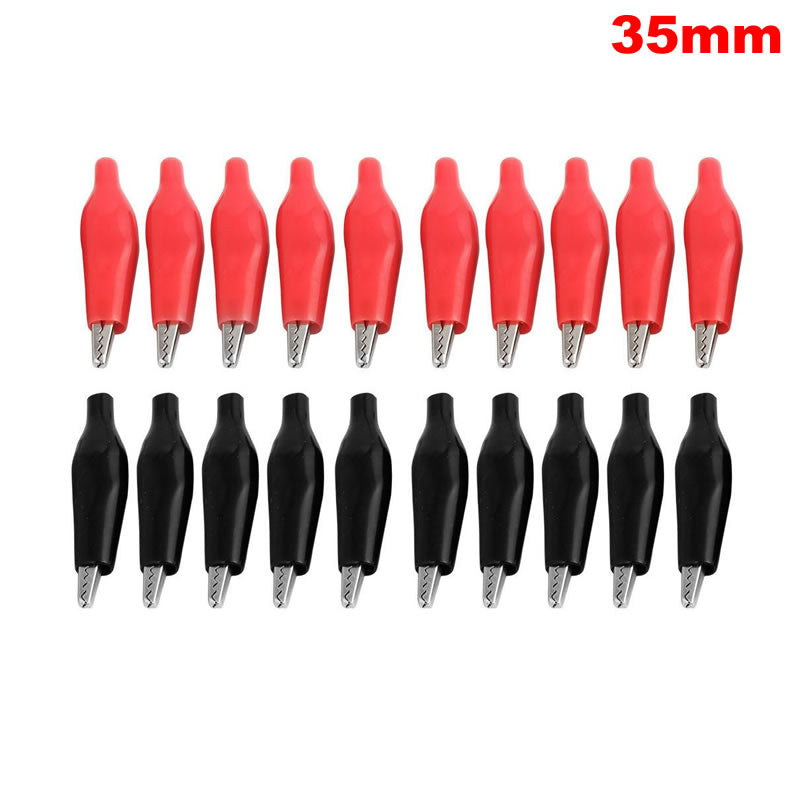 20 pcs Alligator Clip Battery Clamp Test Probe Electrical Boot Black Red 35mm