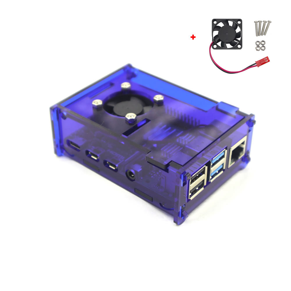Raspberry Pi 4 Model B Clear/Green Acrylic Case Enclosure Box Cooling Fan
