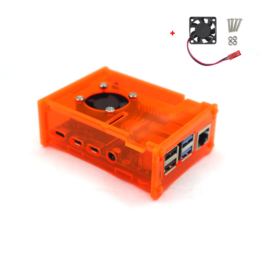 Raspberry Pi 4 Model B Clear/Green Acrylic Case Enclosure Box Cooling Fan