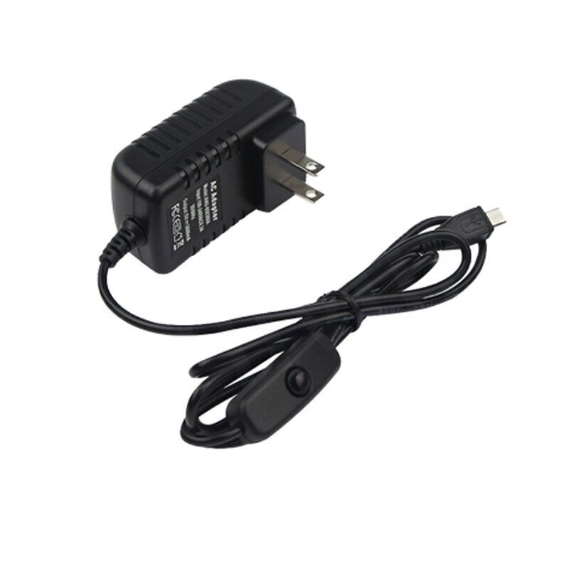 Raspberry Pi 4 Power Supply Adapter ON/OFF Switch USB-C 5V 3.0A US Plug