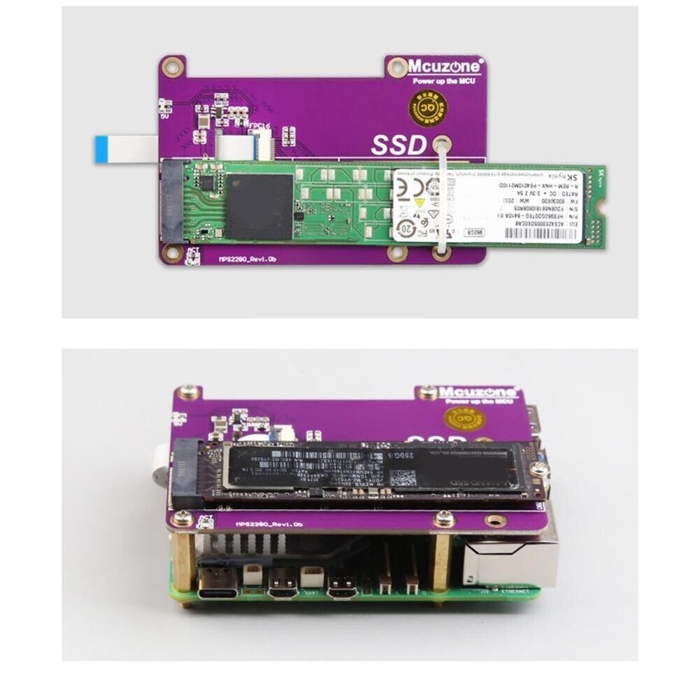MPS2280 PCIE M.2 NVME 2280 Gen3 SSD HAT for Raspberry Pi 5