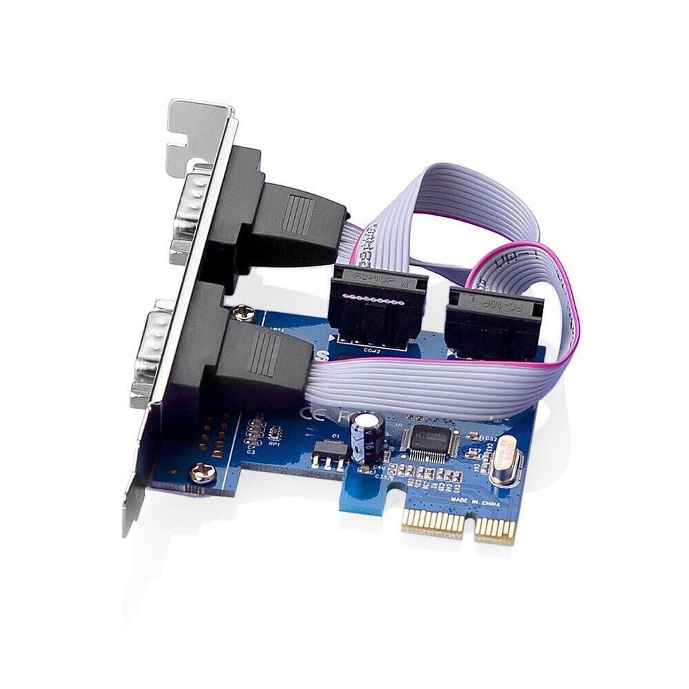 PCI-E Express Dual 2 Ports DB9 RS232 Serial Controller Card Adapter US Stock