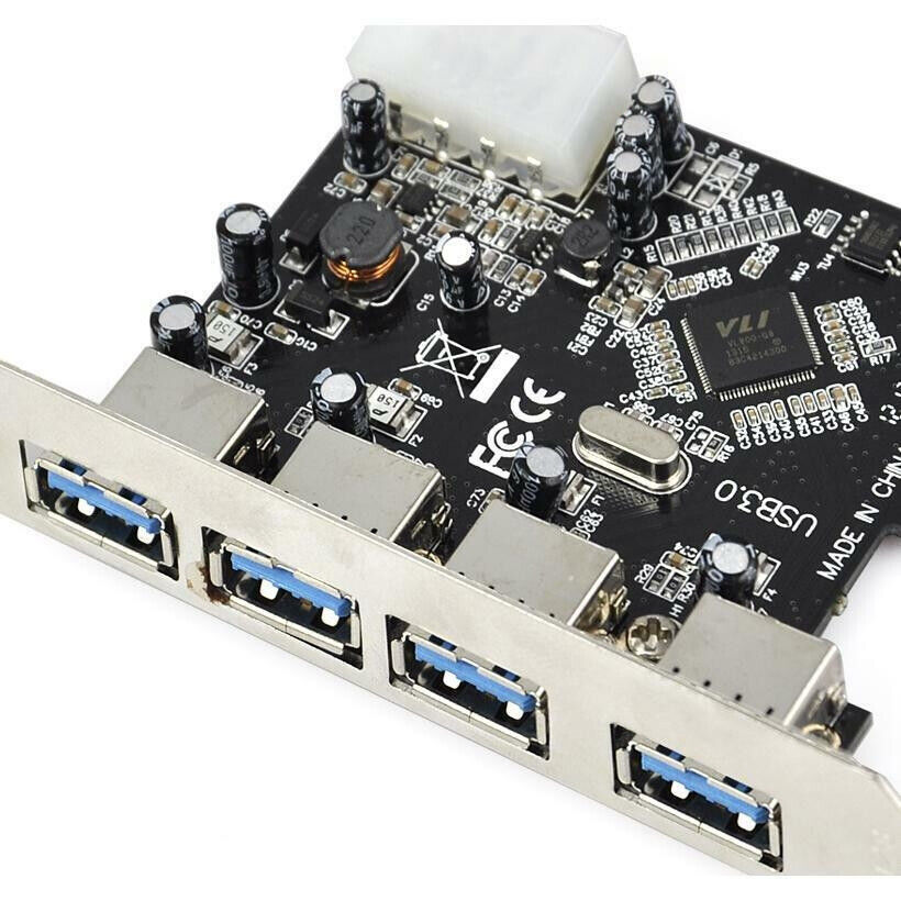 PCI-E Express to USB 3.0 controller Expansion Card Adapter 4-Port 5Gbps for PC
