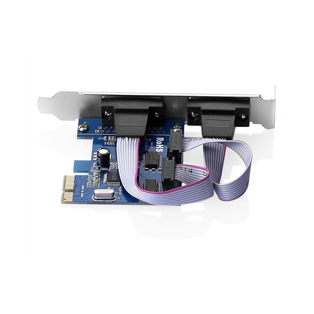 PCI-E Express Dual 2 Ports DB9 RS232 Serial Controller Card Adapter US Stock