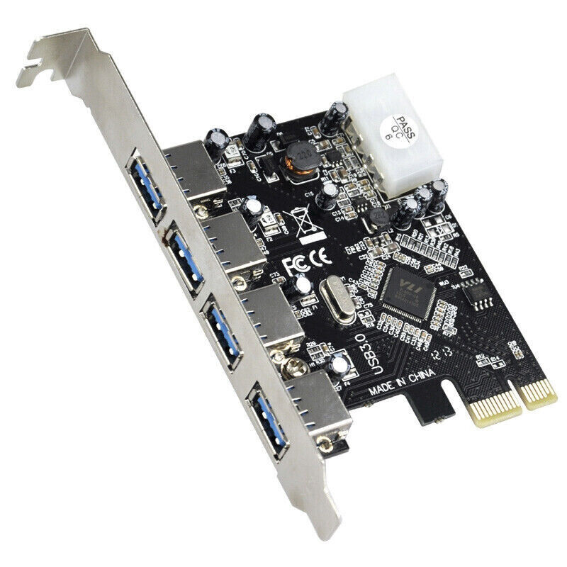 PCI-E Express to USB 3.0 controller Expansion Card Adapter 4-Port 5Gbps for PC