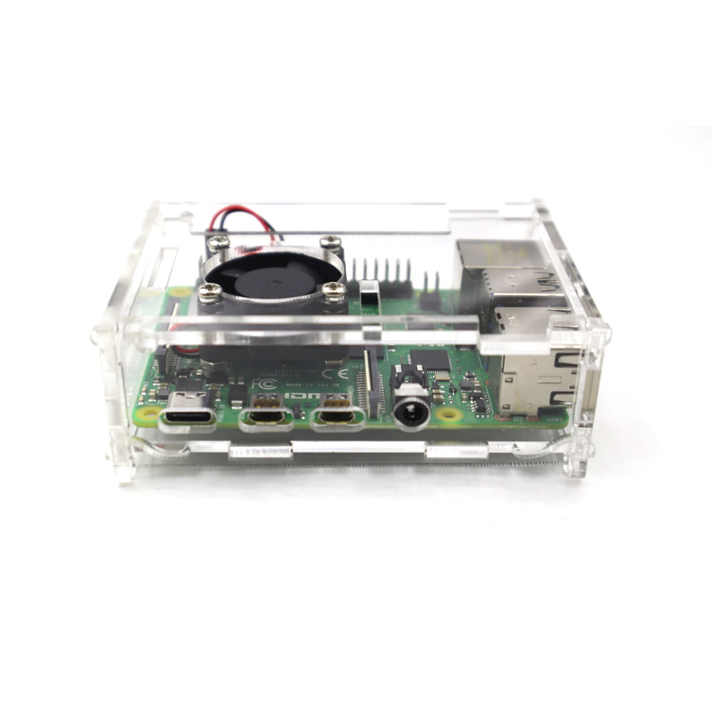 Raspberry Pi 4 Model B Clear/Green Acrylic Case Enclosure Box Cooling Fan