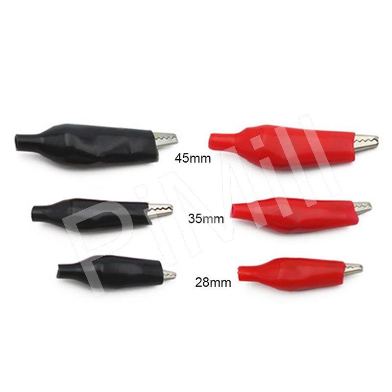 20 pcs Alligator Clip Battery Clamp Test Probe Electrical Boot Black Red 35mm