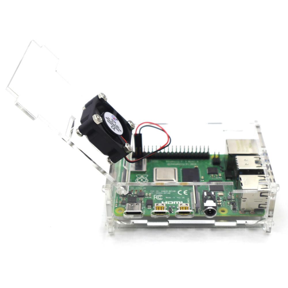 Raspberry Pi 4 Model B Clear/Green Acrylic Case Enclosure Box Cooling Fan