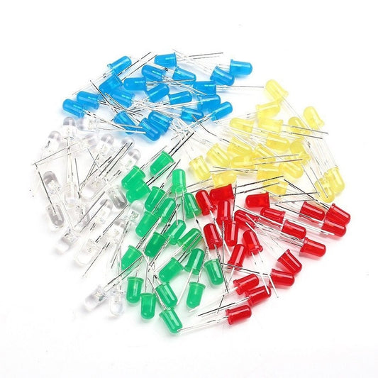 100pcs 5mm LED Light White Yellow Red Blue Assortment Kit DIY For Arduino