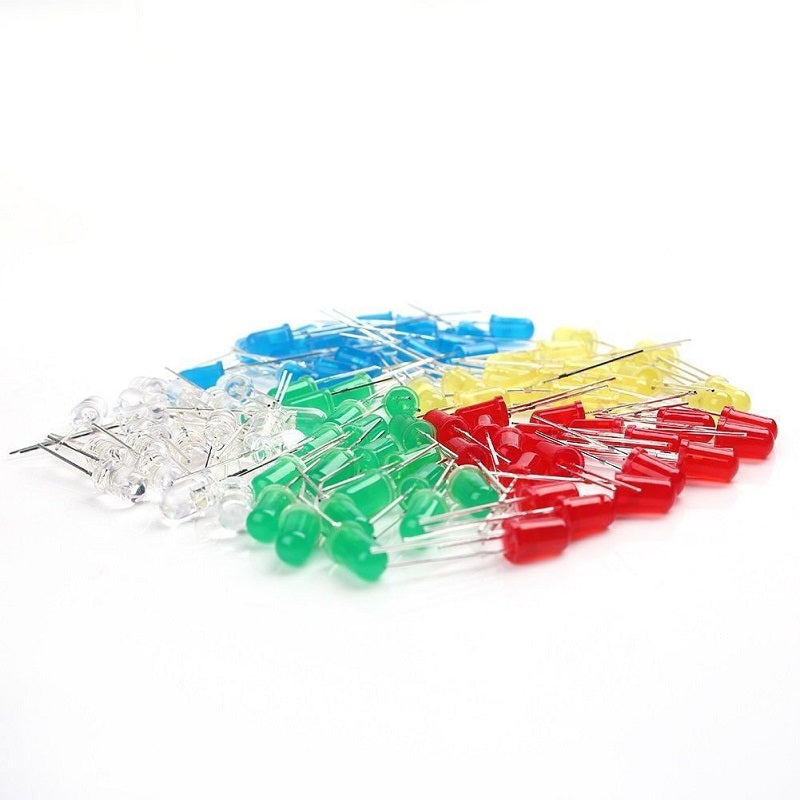 100pcs 5mm LED Light White Yellow Red Blue Assortment Kit DIY For Arduino
