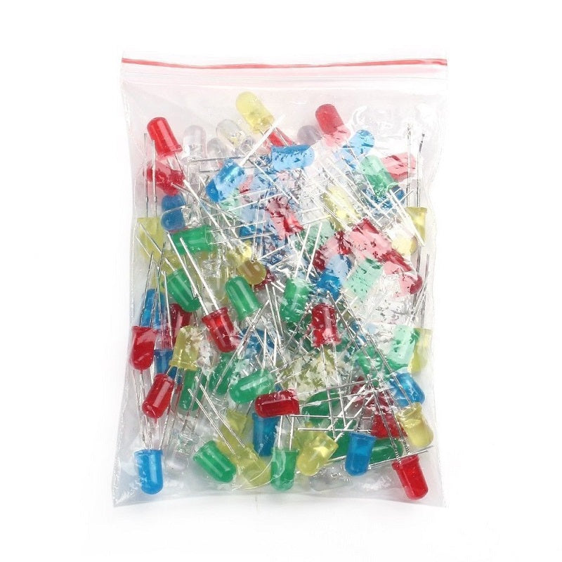 100pcs 5mm LED Light White Yellow Red Blue Assortment Kit DIY For Arduino