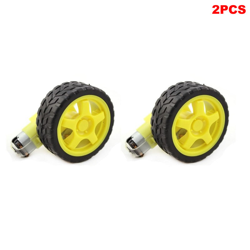 2Pcs Smart Robot Car Plastic Tire Tyre Wheel w/ DC 6V Gear Motor Set For Arduino