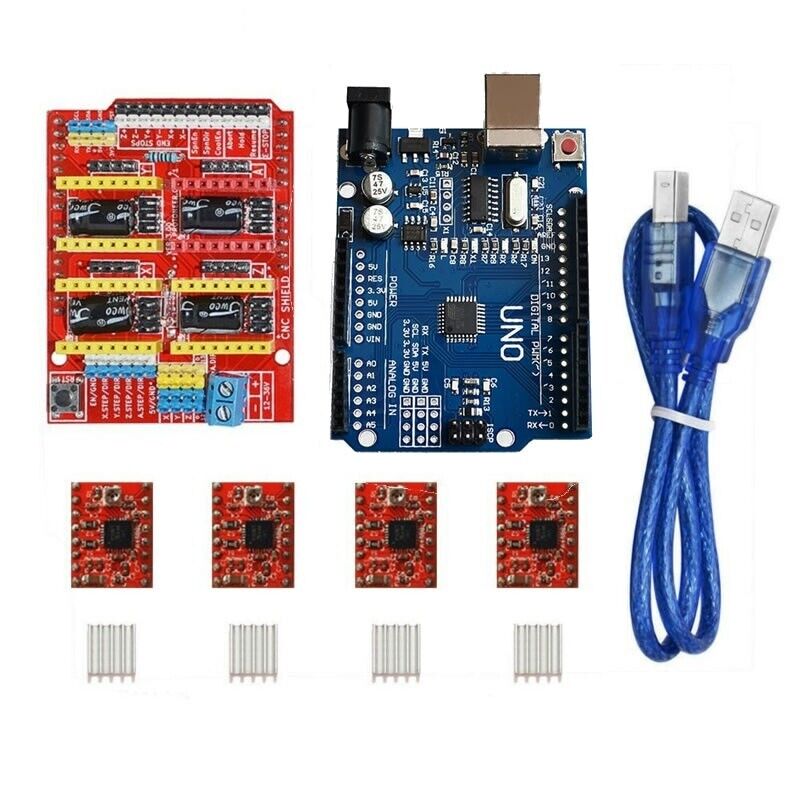 CNC kit UNO R3 ATmega328P CH340G & Shield & 4X A4988 Drivers for Arduino