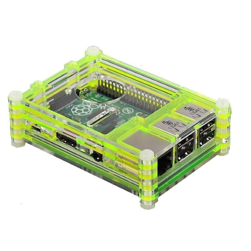 Color Slices Clear Acrylic Case with Cooling Fan for Raspberry Pi 3 US Stock